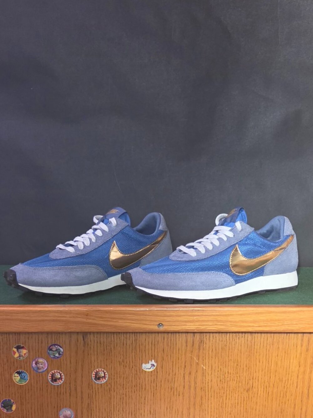 Nike Vintage Style Running Sneakers Blue Gold Suede